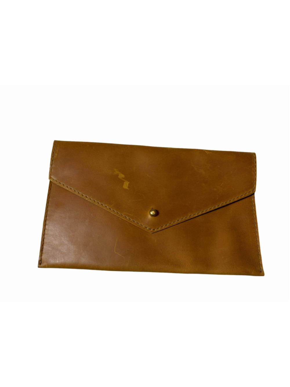 Parker Clay Tan Leather Envelope Clutch Snap Closure Made in Ethiopia